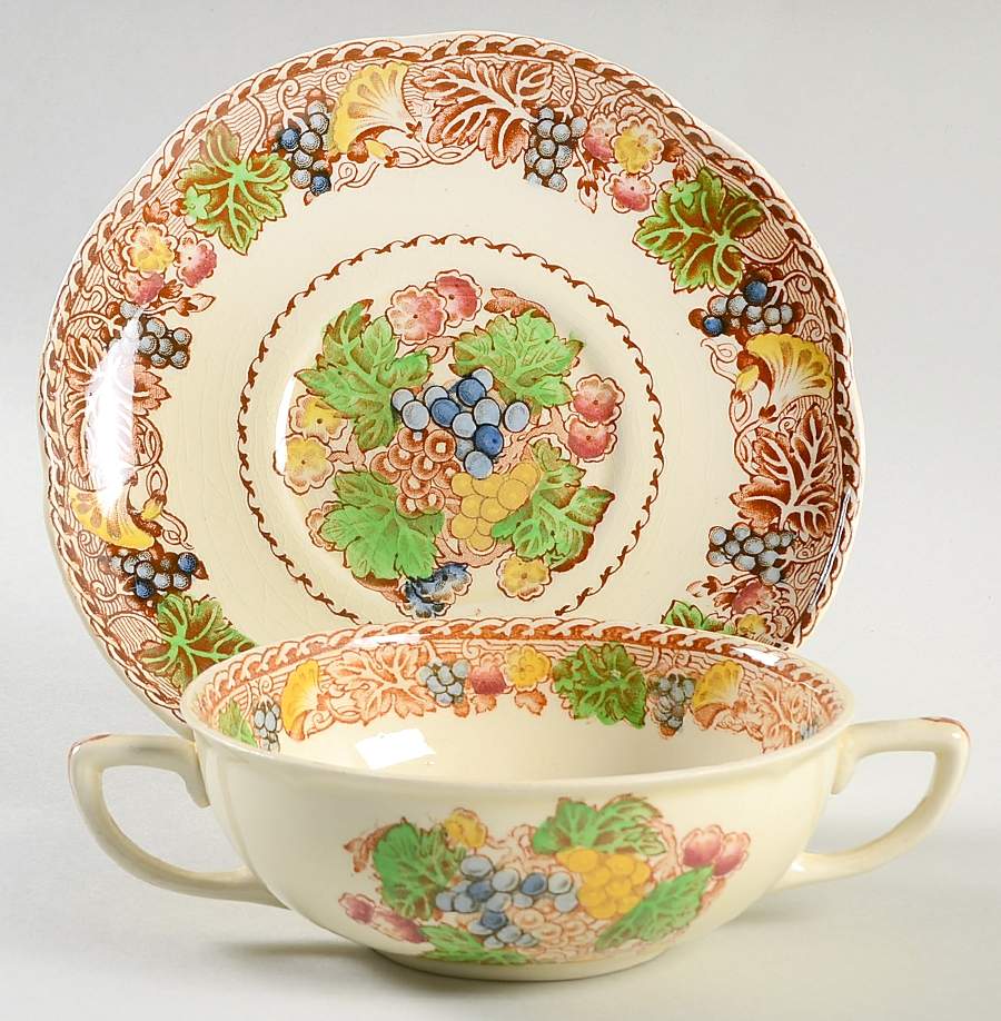 Hyde (Scalloped Edge) Flat Cream Soup Bowl & Saucer Set by Wood & Sons-1