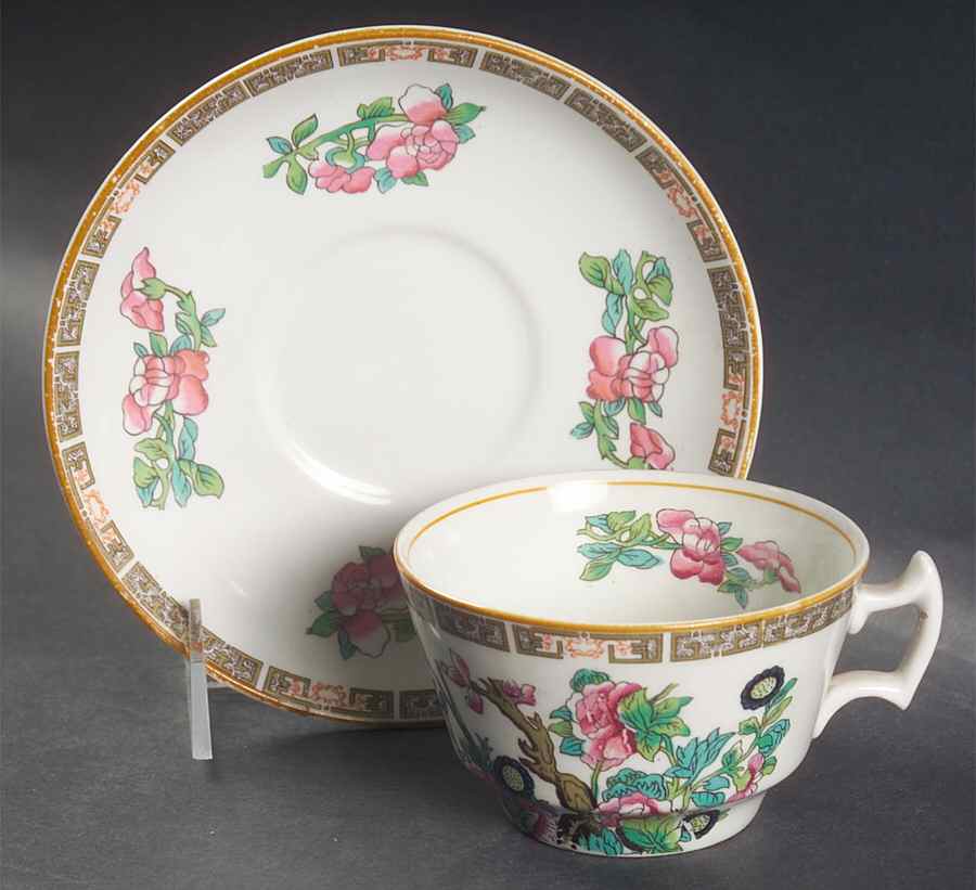 Indian Tree (Yellow Trim) Oversized Cup & Saucer Set by Wood & Sons-1
