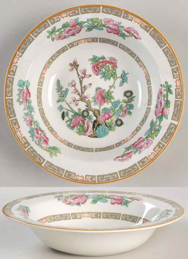 Indian Tree (Yellow Trim) Rim Cereal Bowl by Wood & Sons-1
