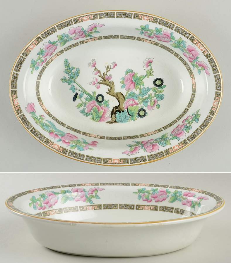 Indian Tree (Yellow Trim) 9" Oval Vegetable Bowl by Wood & Sons-1