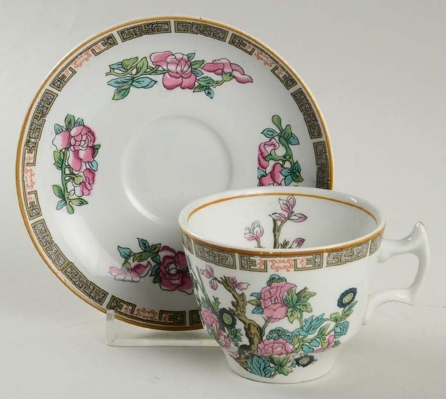 Indian Tree (Yellow Trim) Flat Demitasse Cup & Saucer Set by Wood & Sons-1