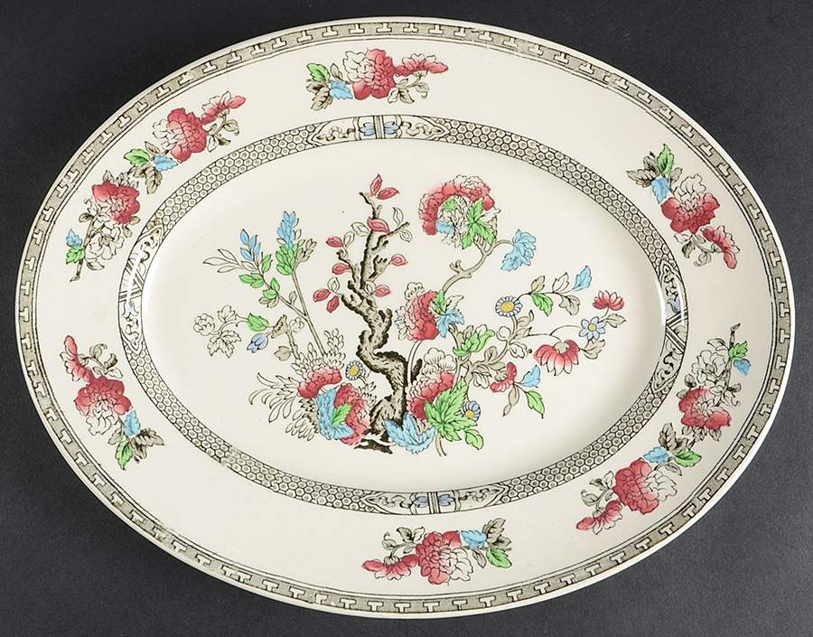 Indian Tree (No Trim) 11" Oval Serving Platter by Wood & Sons-1