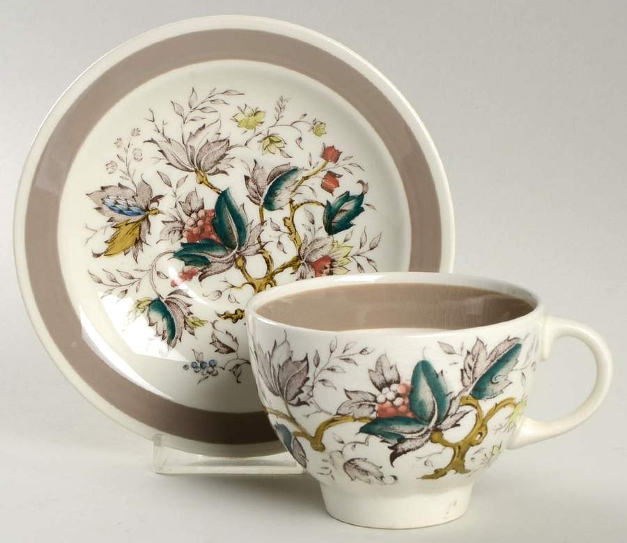 Jamestown (Rim) Footed Cup & Saucer Set by Wood & Sons-1