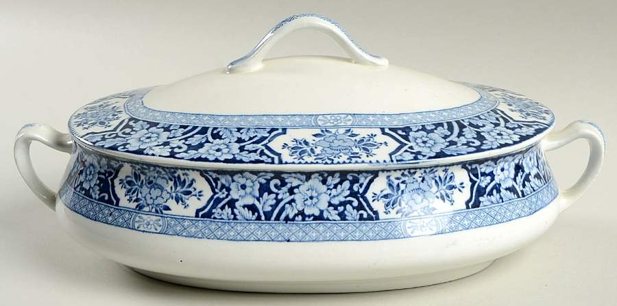 Khotan Blue Oval Covered Vegetable by Wood & Sons-1