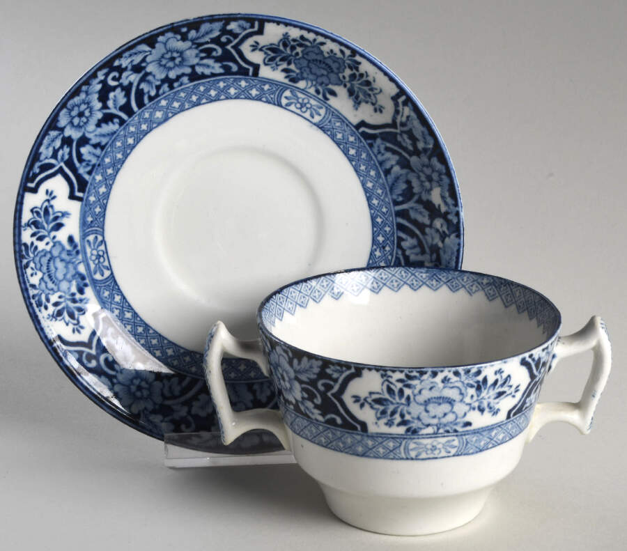 Khotan Blue Bouillon Cup & Saucer by Wood & Sons-1