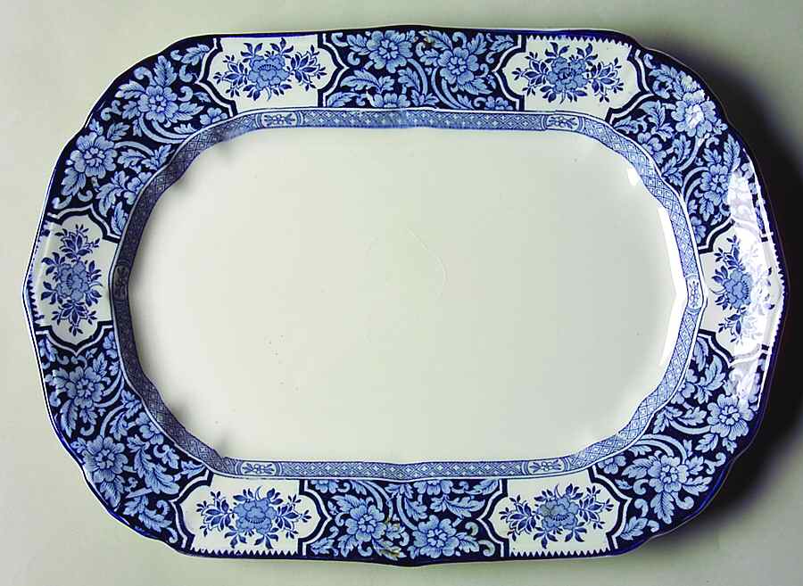 Khotan Blue 12" Oval Serving Platter by Wood & Sons-1