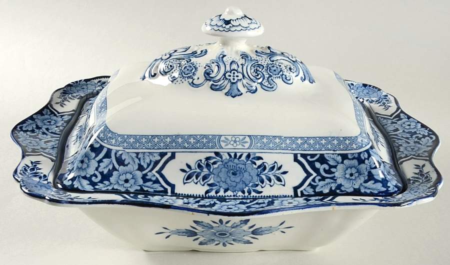 Khotan Blue Rectangular Covered Vegetable by Wood & Sons-1