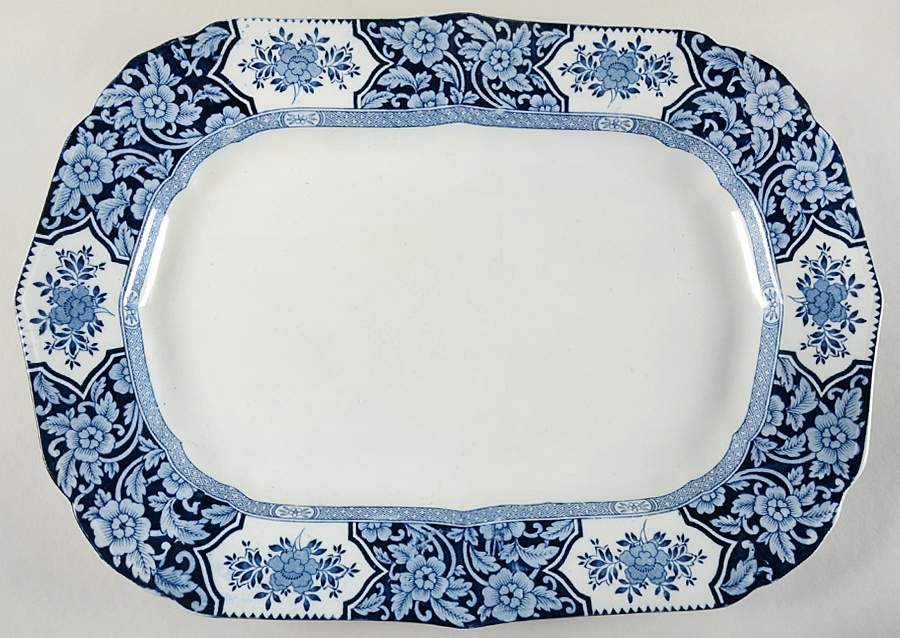 Khotan Blue 18" Oval Serving Platter by Wood & Sons-1