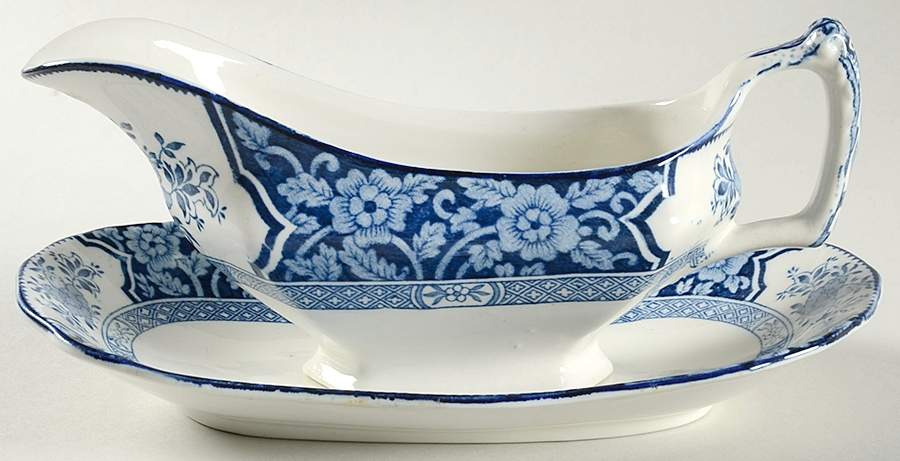 Khotan Blue Gravy Boat & Underplate by Wood & Sons-1