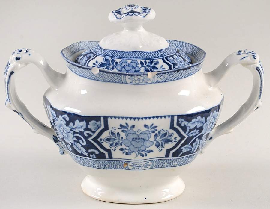 Khotan Blue Sugar Bowl & Lid by Wood & Sons-1