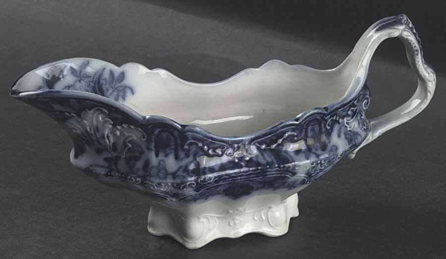 Lakewood (Flow Blue) Gravy Boat by Wood & Sons-1