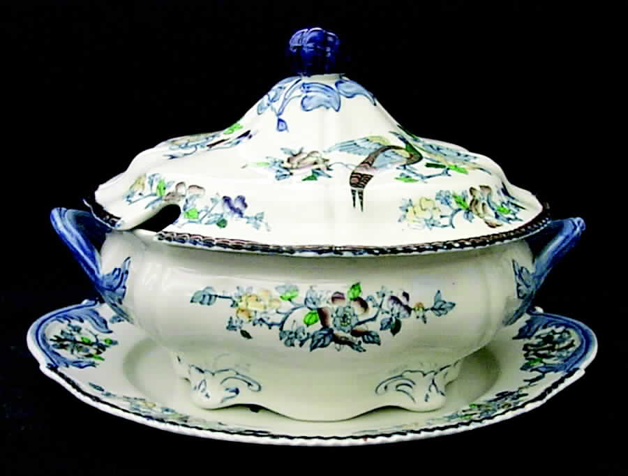 Mayfair Blue Multicolor (Scallop) Tureen & Lid w/Underplate by Wood & Sons-1