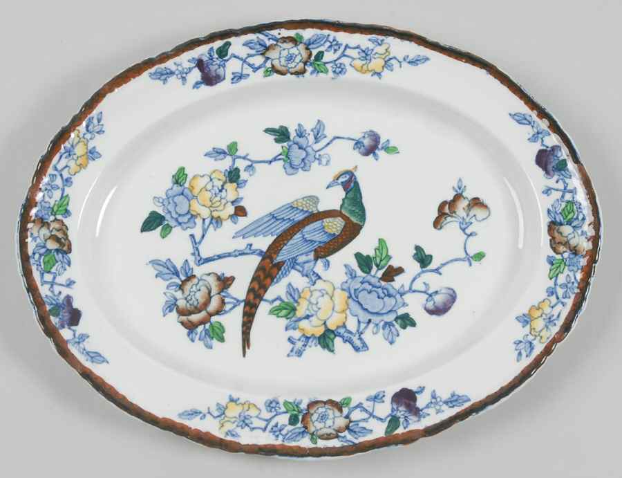 Mayfair Blue Multicolor (Scallop) 10" Oval Serving Platter by Wood & Sons-1