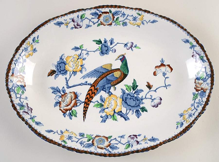 Mayfair Blue Multicolor (Scallop) 16" Oval Serving Platter by Wood & Sons-1