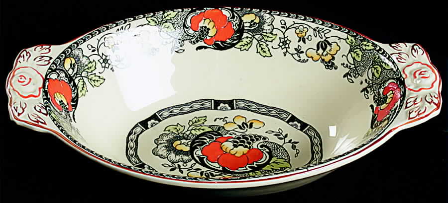 Nantucket Orange and Yellow (Red Trim) 10" Oval Vegetable Bowl by Wood & Sons-1