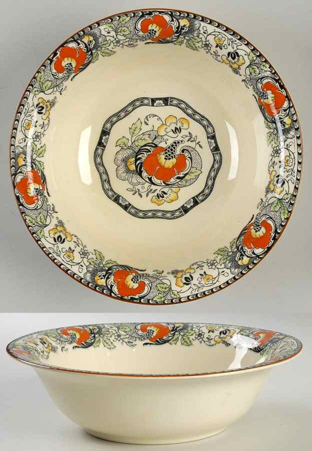 Nantucket Orange and Yellow (Red Trim) 9" Round Vegetable Bowl by Wood & Sons-1