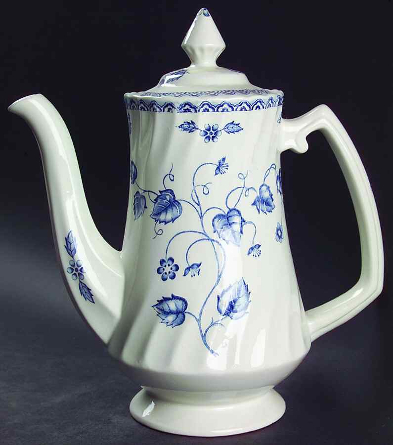 Nantucket Blue (Swirl Edge) Coffee Pot & Lid by Wood & Sons-1