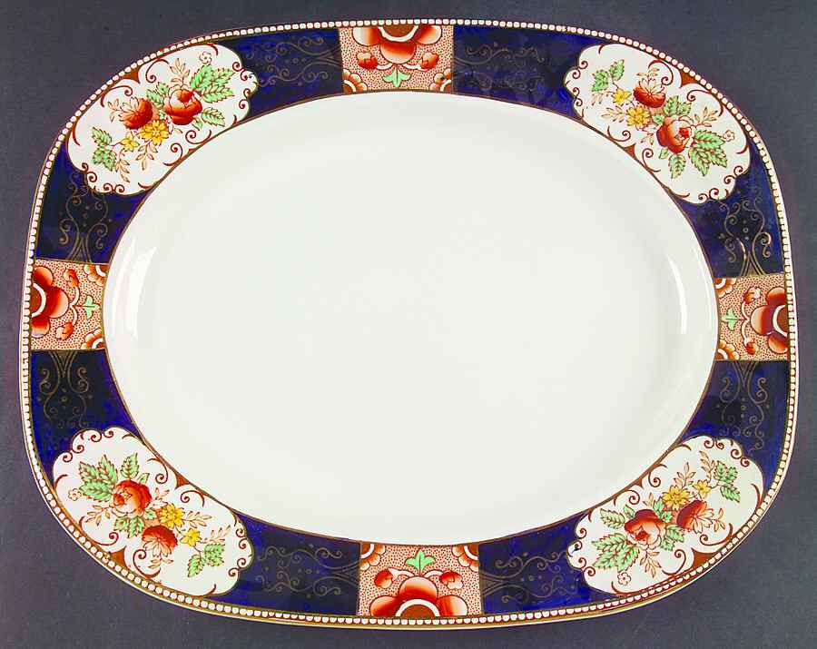 Napoli Blue 16" Oval Serving Platter by Wood & Sons-1