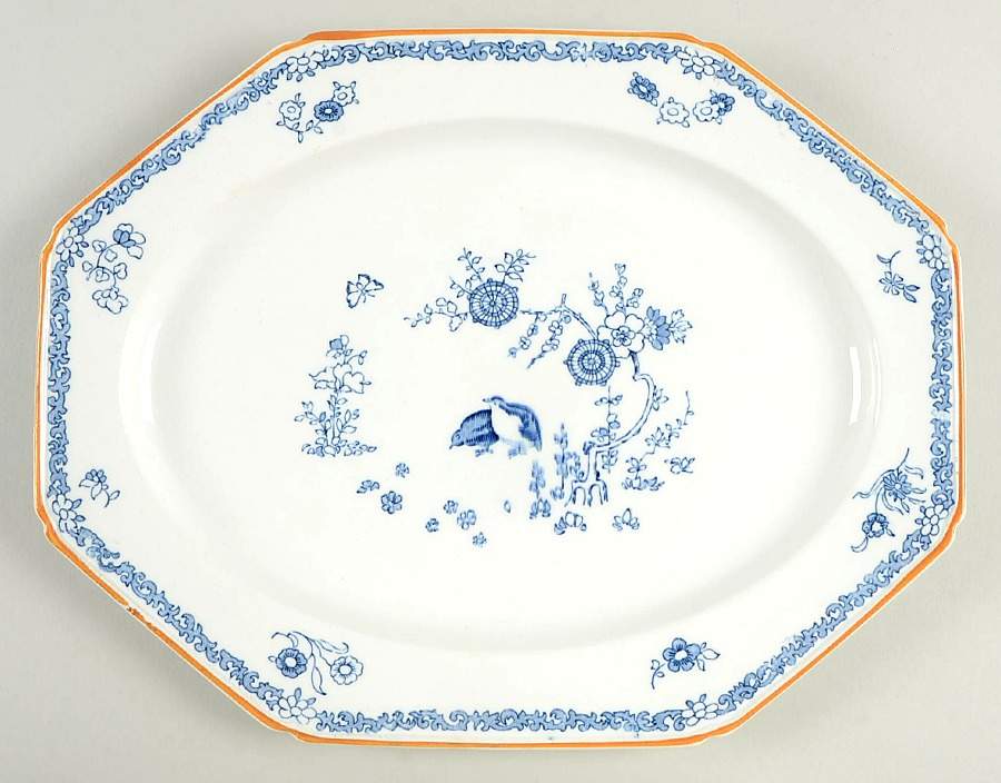 Old Bow Blue 11" Oval Serving Platter by Wood & Sons-1
