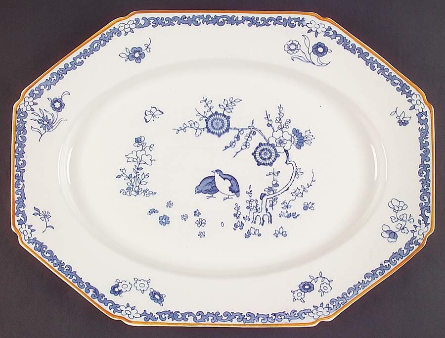 Old Bow Blue 16" Oval Serving Platter by Wood & Sons-1