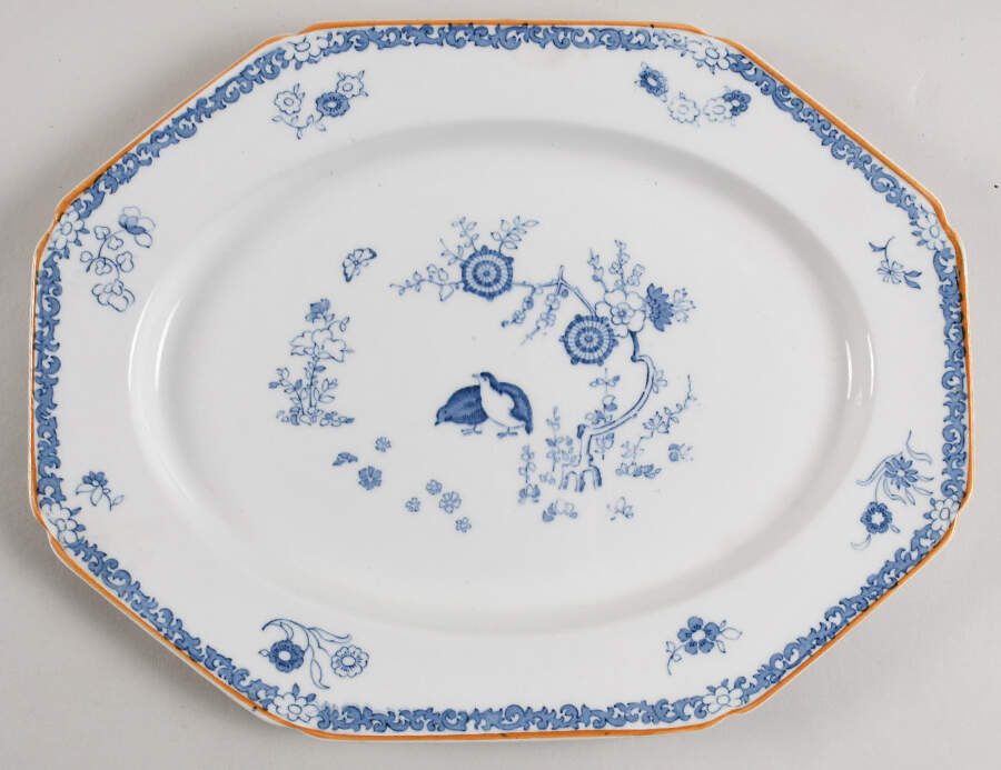 Old Bow Blue 12" Oval Serving Platter by Wood & Sons-1