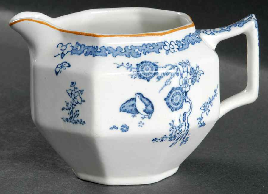 Old Bow Blue Creamer by Wood & Sons-1