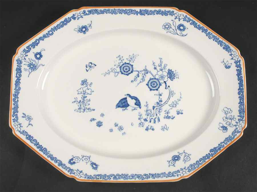 Old Bow Blue 14" Oval Serving Platter by Wood & Sons-1
