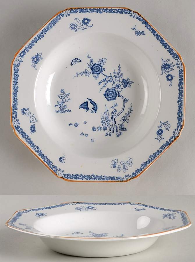 Old Bow Blue Rim Soup Bowl by Wood & Sons-1