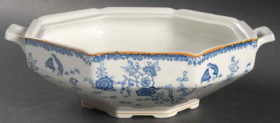 Old Bow Blue Round Vegetable No Lid by Wood & Sons-1