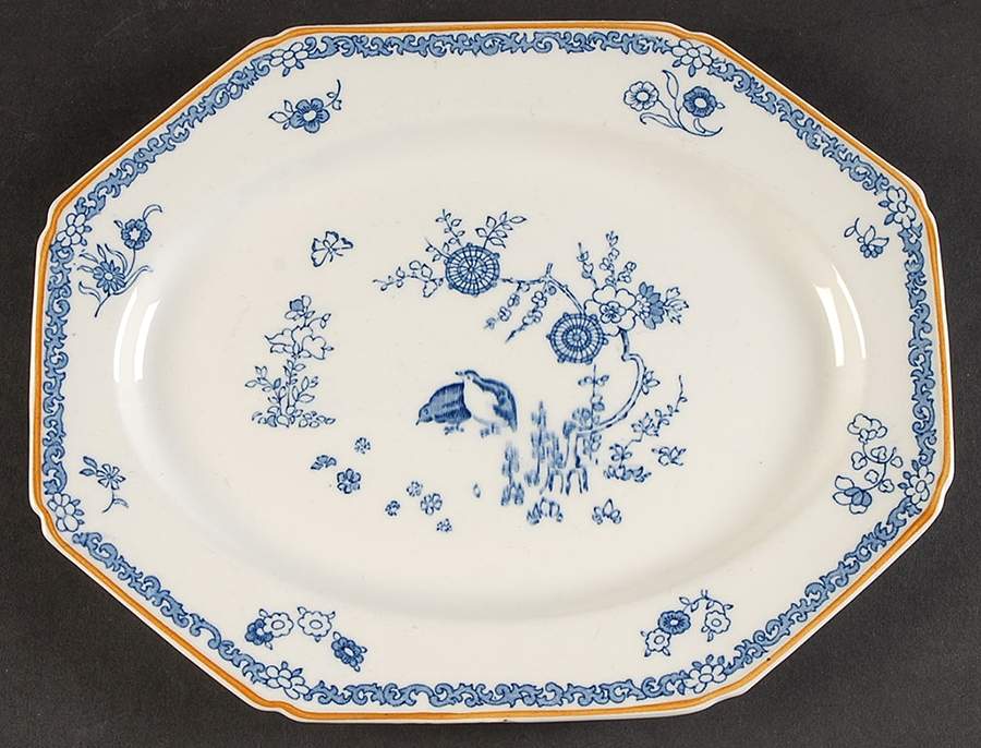 Old Bow Blue 10" Oval Serving Platter by Wood & Sons-1