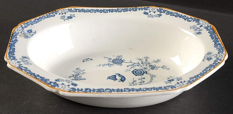 Old Bow Blue 8" Oval Vegetable Bowl by Wood & Sons-1