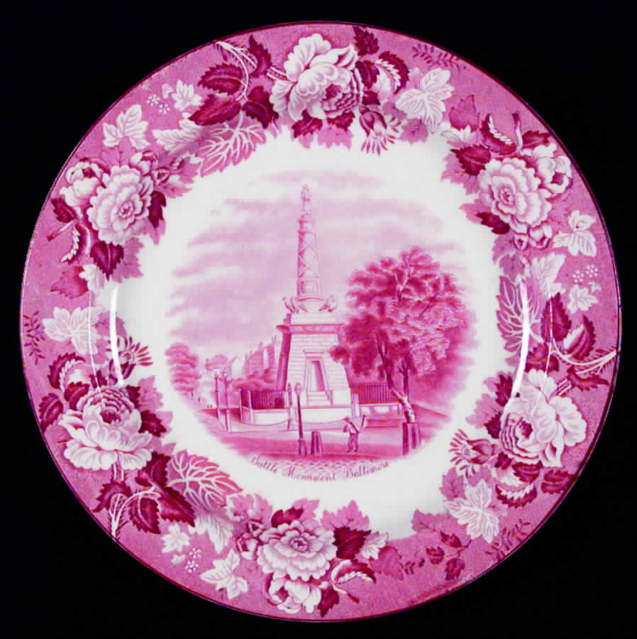 Old Baltimore Scenes Pink Luncheon Plate by Wood & Sons-1