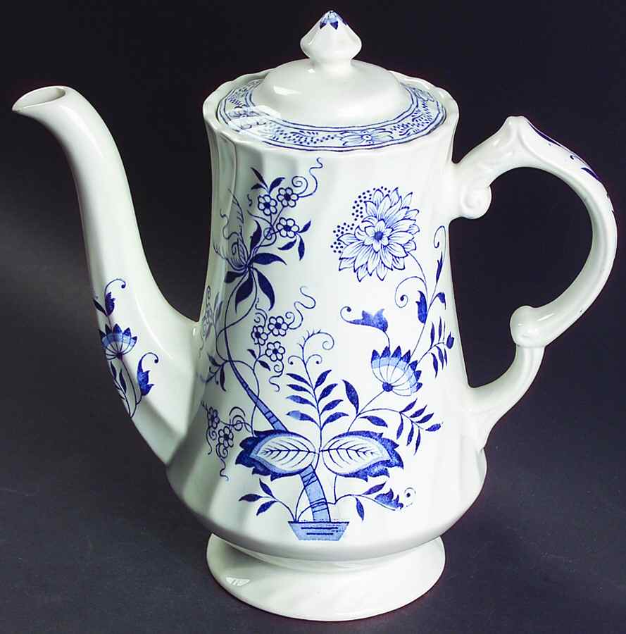 Old Vienna Blue Coffee Pot & Lid by Wood & Sons-1