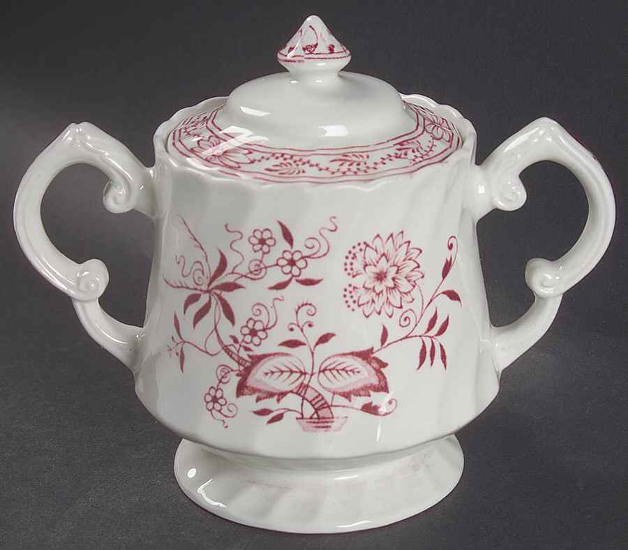 Old Vienna Red Sugar Bowl & Lid by Wood & Sons-1