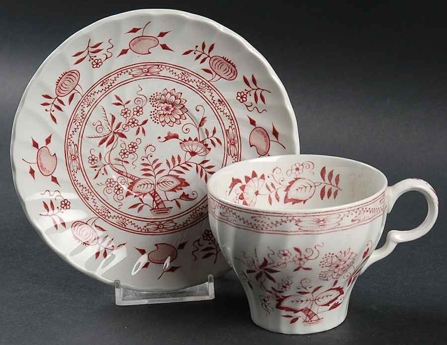 Old Vienna Red Flat Cup & Saucer Set by Wood & Sons-1