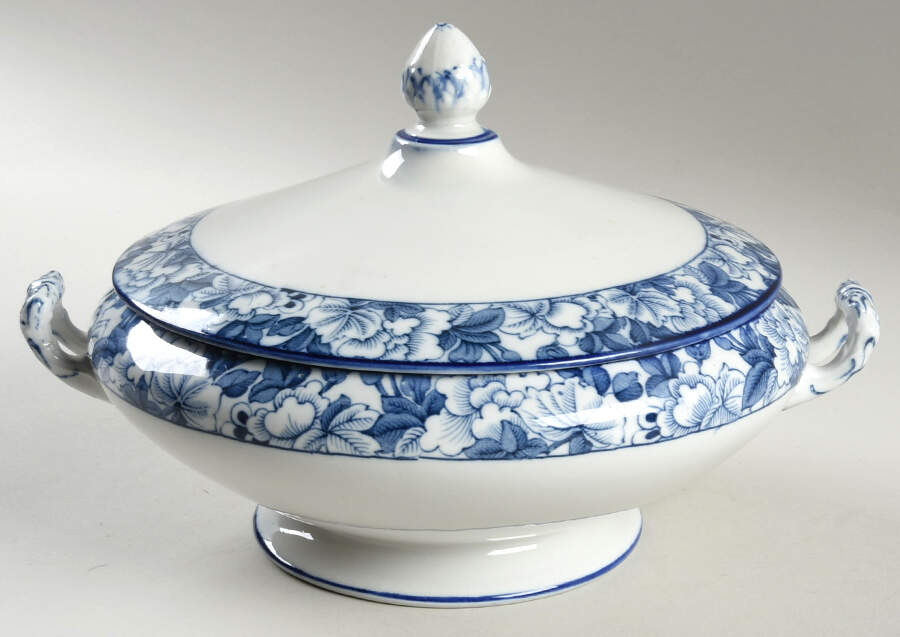 Patricia Blue Round Covered Vegetable by Wood & Sons-1