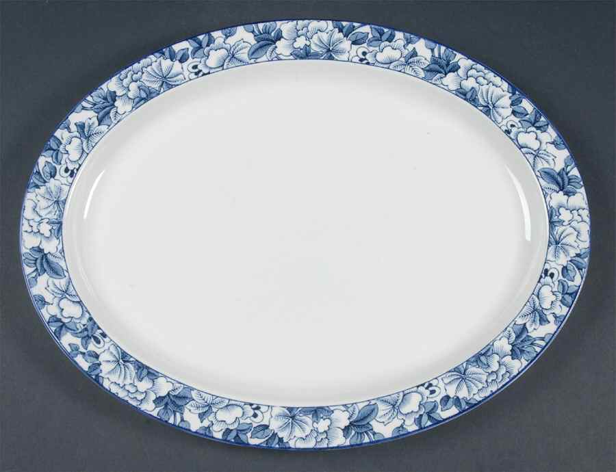 Patricia Blue 14" Oval Serving Platter by Wood & Sons-1
