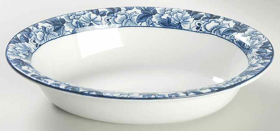 Patricia Blue 8" Oval Vegetable Bowl by Wood & Sons-1