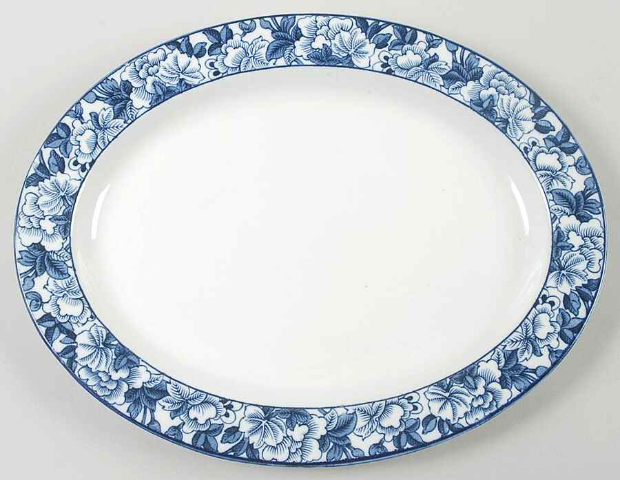 Patricia Blue 10" Oval Serving Platter by Wood & Sons-1