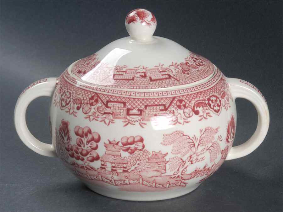 Pink Willow (Older) Sugar Bowl & Lid by Wood & Sons-1