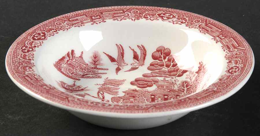 Pink Willow (Older) Rim Fruit/Dessert (Sauce) Bowl by Wood & Sons-1