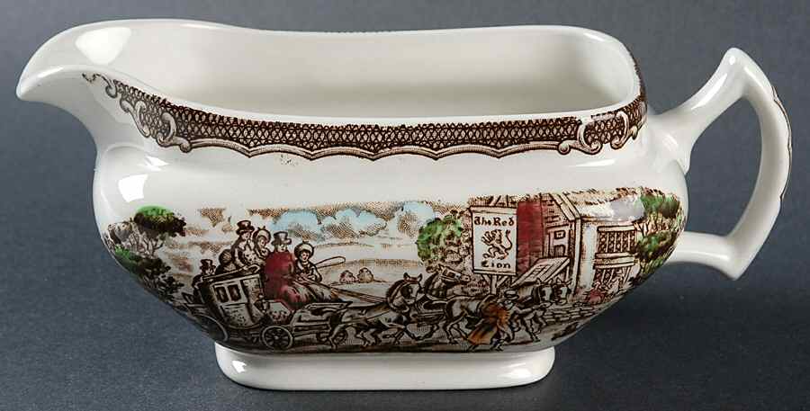 Post House Brown Multicolor (Smooth) Gravy Boat by Wood & Sons-1