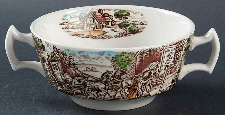 Post House Brown Multicolor (Smooth) Flat Cream Soup Bowl by Wood & Sons-1