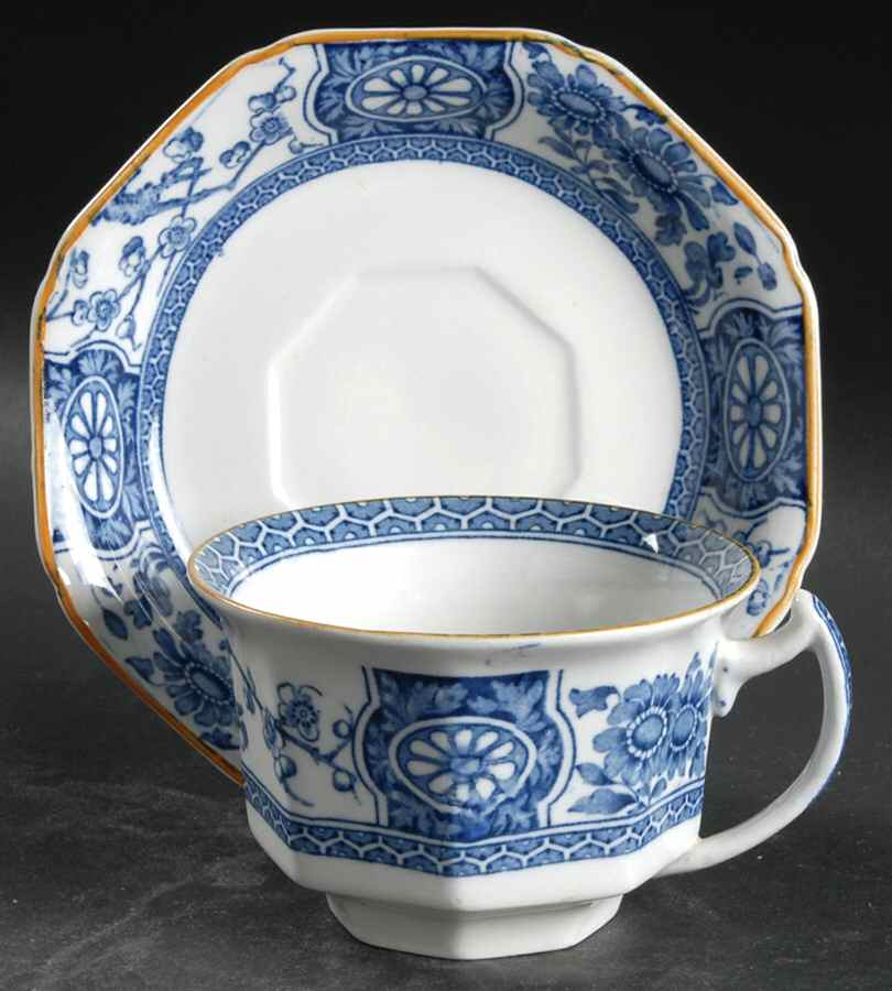 Rangoon (Brown Trim) Oversized Cup & Saucer Set by Wood & Sons-1