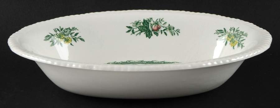 Rosedale Green 9" Oval Vegetable Bowl by Wood & Sons-1