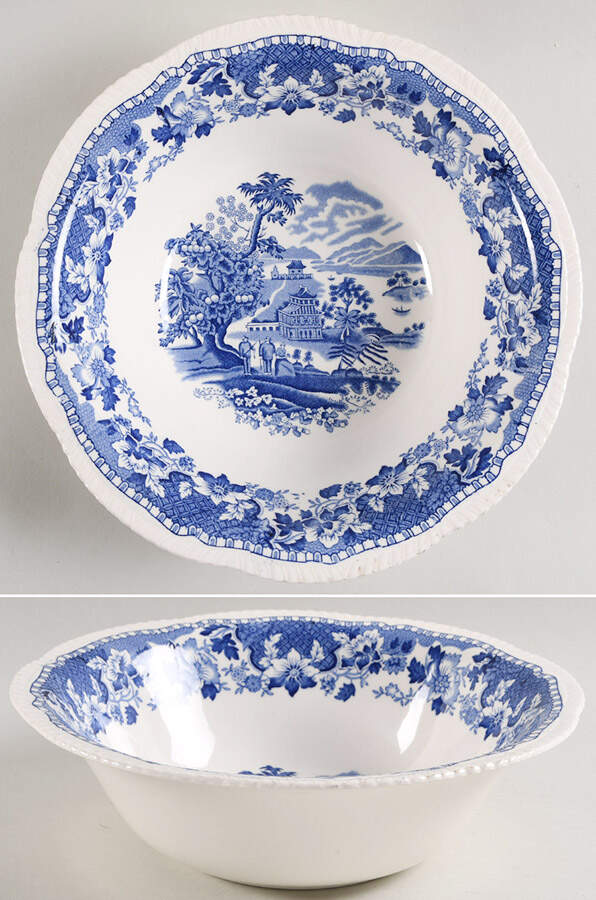 Seaforth Blue (Rope Edge, Scallop) 10" Round Vegetable Bowl by Wood & Sons-1