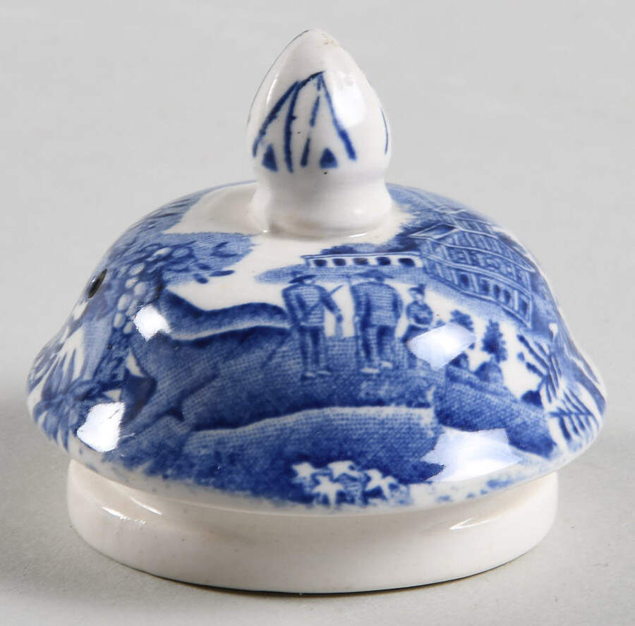 Seaforth Blue (Rope Edge, Scallop) Lid for Mini Coffee Pot by Wood & Sons-1