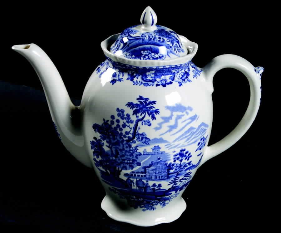Seaforth Blue (Rope Edge, Scallop) Coffee Pot & Lid by Wood & Sons-1