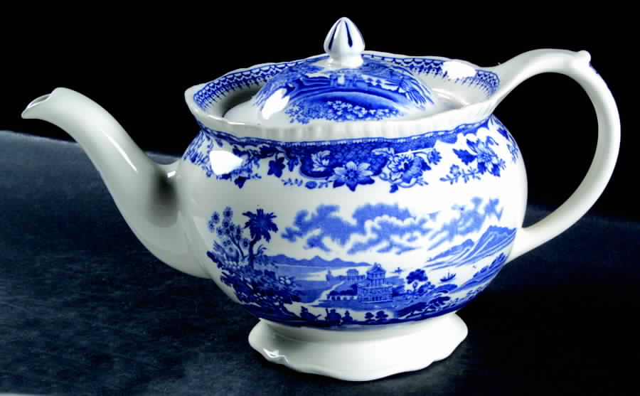 Seaforth Blue (Rope Edge, Scallop) Teapot & Lid by Wood & Sons-1