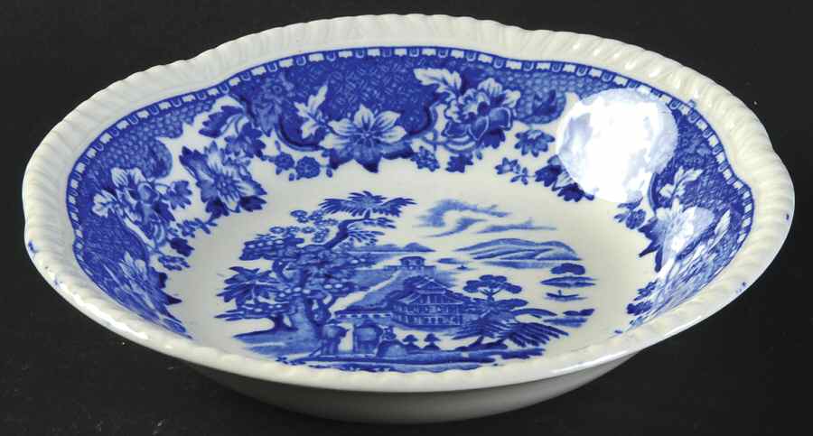 Seaforth Blue (Rope Edge, Scallop) Fruit/Dessert (Sauce) Bowl by Wood & Sons-1